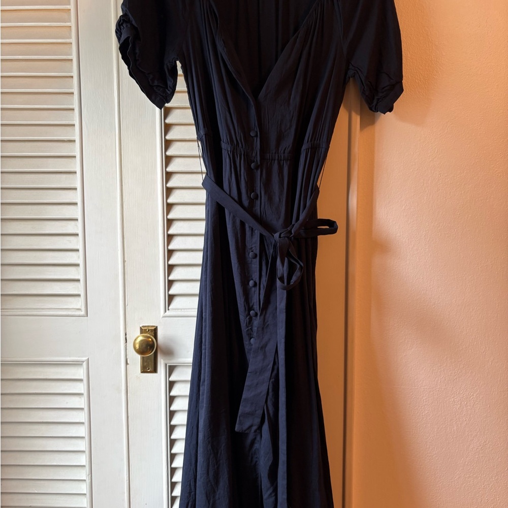 Reformation Button Down Cotton Blend Navy Dress size L